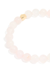Gold Plated Round Rose Quartz Stretch Bracelet - link has visual effect only