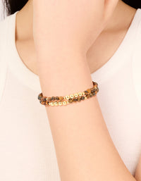 Gold Plated Tigers Eye Stretch Bracelets 2-Pack - link has visual effect only