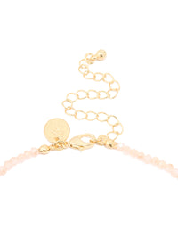 Gold Plated Rose Quartz Freshwater Pearl Cubic Zirconia Beaded Necklace - link has visual effect only