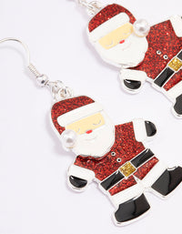 Silver Glitter Santa Drop Earrings - link has visual effect only
