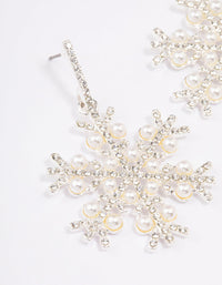 Silver Pearl Diamante Snowflake Earrings - link has visual effect only