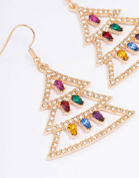Gold Festve Tree & Lights Drop Earrings - link has visual effect only