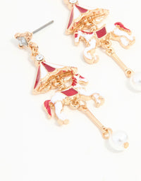 Gold Pearl Carousel Horse Drop Earrings - link has visual effect only