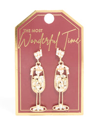 Gold Diamante Pearl Wine Earrings - link has visual effect only