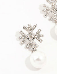 Silver Pearl & Diamante Snowflake Earrings - link has visual effect only