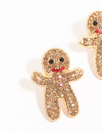 Gold Diamante Gingerbread Men Earrings - link has visual effect only
