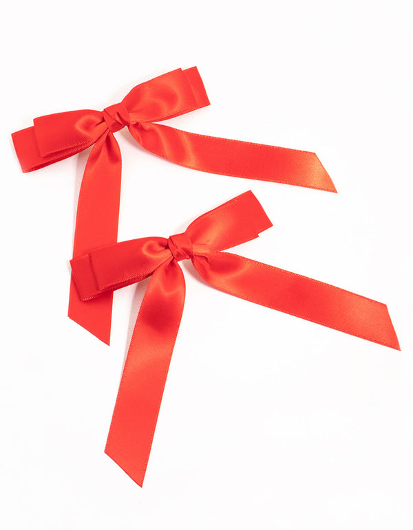 Red Fabric Double Loop Bows 2-Pack