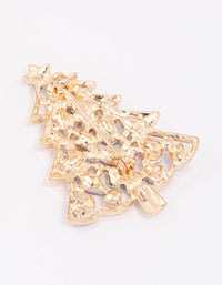 Gold Multicoloured Diamante Festive Tree Brooch - link has visual effect only