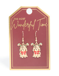 Gold Cute Festive Dog Bow Collar Drop Earrings - link has visual effect only