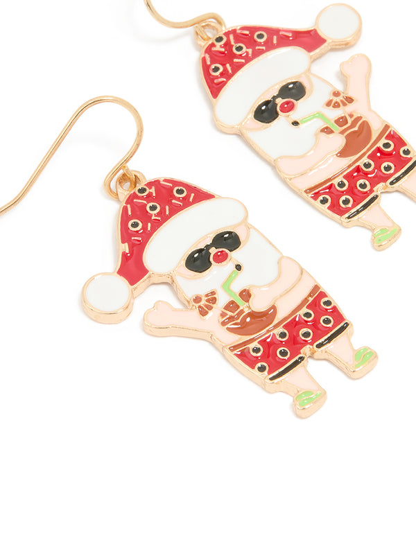 Gold Australian Santa Drop Earrings