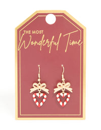 Gold Candy Cane Heart Earrings - link has visual effect only