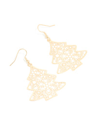 Gold Filigree Festive Tree Drop Earrings - link has visual effect only