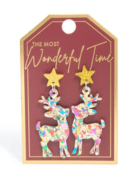 Acrylic Glitter Star Reindeer Drop Earrings - link has visual effect only