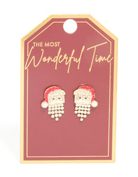 Gold Diamante Santa Stud Earrings - link has visual effect only