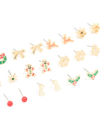 Gold Wreath & Shooting Star Earrings 12-Pack - link has visual effect only