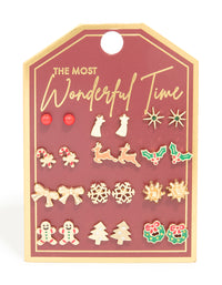 Gold Wreath & Shooting Star Earrings 12-Pack - link has visual effect only