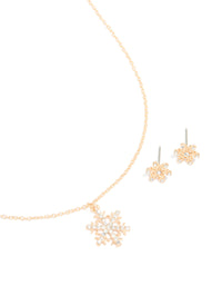 Gold Diamante Snowflake Earrings & Necklace Set - link has visual effect only