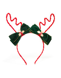 Green Fabric Reindeer Bow Headband - link has visual effect only