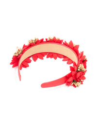 Red Fabric Poinsettia Floral Headband - link has visual effect only