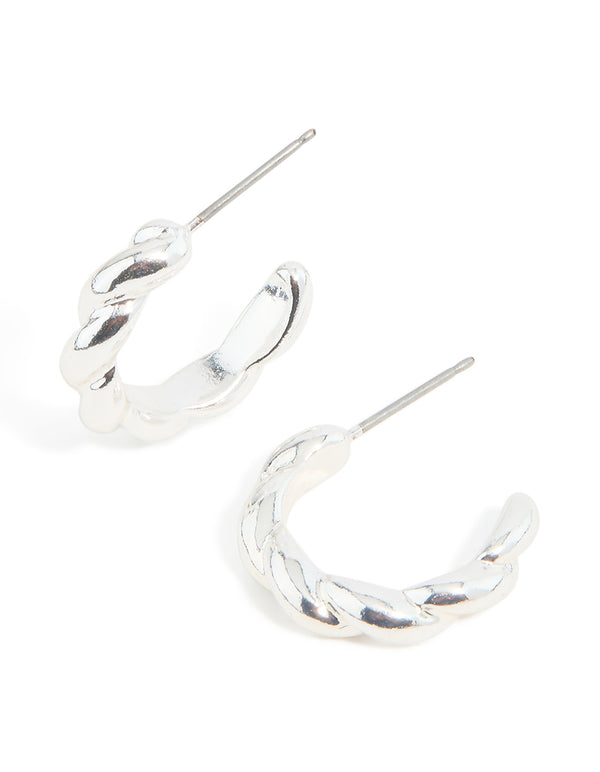 Silver Twisted Hoop Earrings