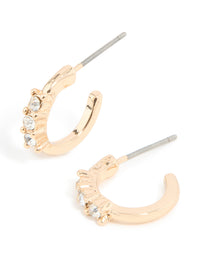 Gold Diamante Trio Huggie Earrings - link has visual effect only