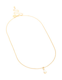Waterproof Gold Plated Stainless Steel Cubic Zirconia Pear Pendant Necklace - link has visual effect only