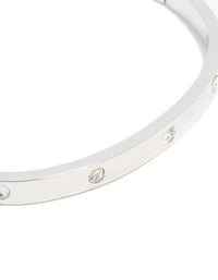 Waterproof Stainless Steel Diamante Hinged Bangle - link has visual effect only
