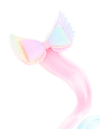 Kids Pastel Rainbow Fabric Bow & Unicorn Pastel Faux Hair Clip - link has visual effect only