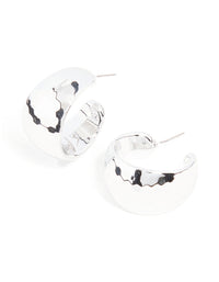 Silver Hammered Chunky Hoop Earrings - link has visual effect only