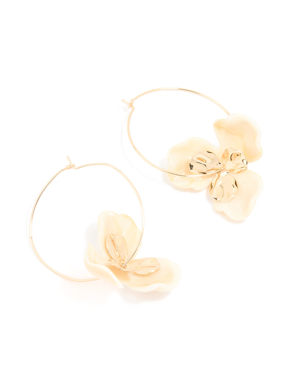 Gold 3D Flower Hoop Earrings