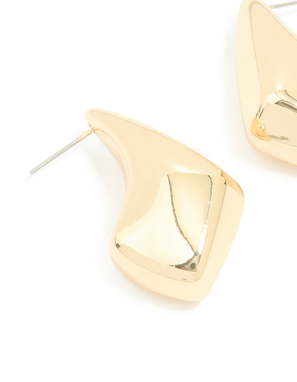 Gold Angular Teardrop Earrings