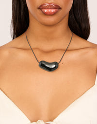 Black Coated Metal Baby Pebble Orb Cord Necklace - link has visual effect only