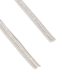 Silver Diamante Triple Tier Flower Drop Earrings - link has visual effect only