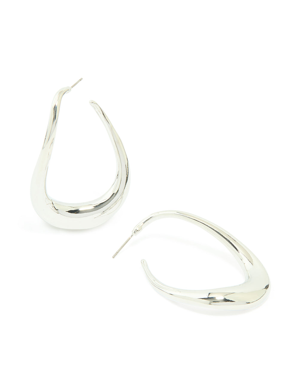 Silver Medium 3D Abstract Round Stud Earrings