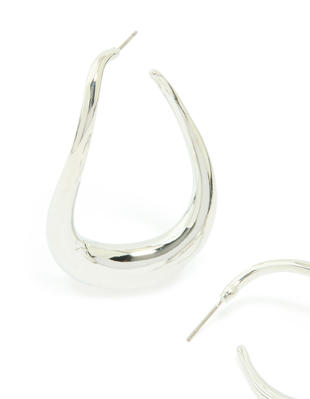 Silver Medium 3D Abstract Round Stud Earrings