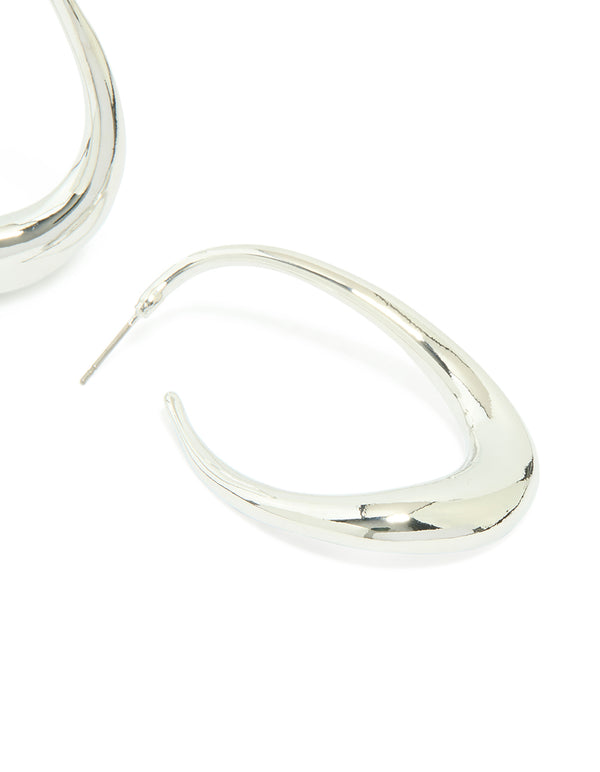 Silver Medium 3D Abstract Round Stud Earrings