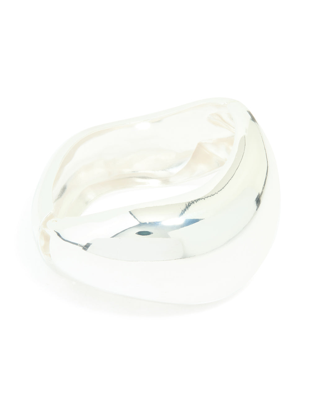 Silver Thick Wave Hinged Bangle