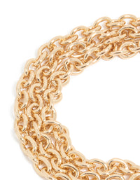 Gold Chain Locket Layered Toggle Bracelet - link has visual effect only