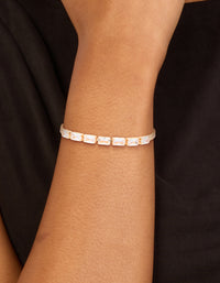 Gold Cubic Zirconia Baguette Snake Chain Bracelet - link has visual effect only