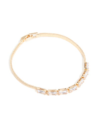 Gold Cubic Zirconia Baguette Snake Chain Bracelet - link has visual effect only