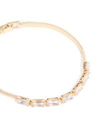 Gold Cubic Zirconia Baguette Snake Chain Bracelet - link has visual effect only