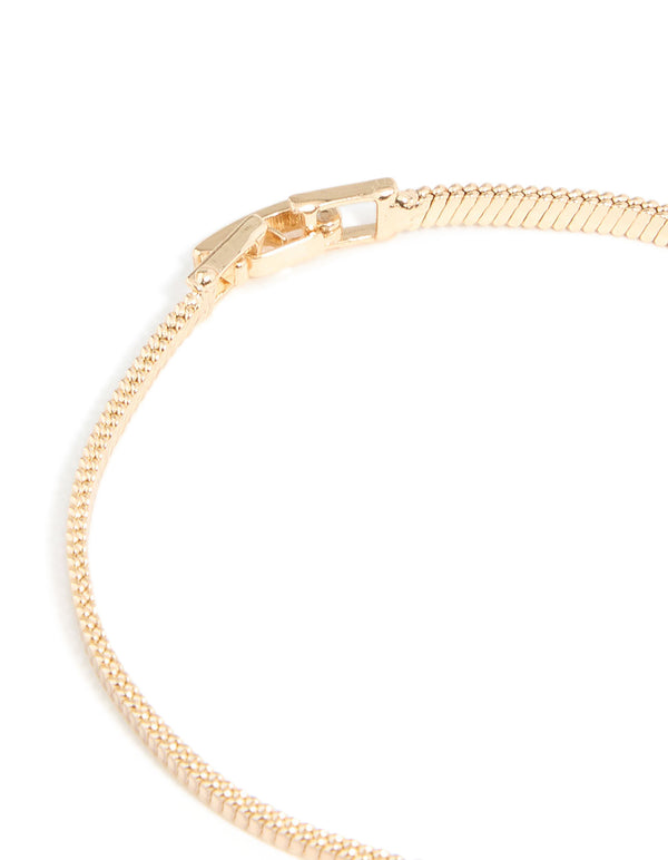 Gold Cubic Zirconia Baguette Snake Chain Bracelet