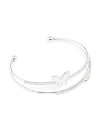 Silver Cubic Zirconia Butterfly Wrist Cuff - link has visual effect only