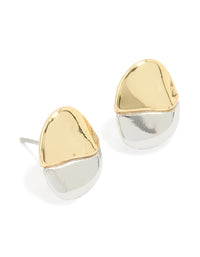 Mixed Metal Plated Brass Mini Pebble Stud Earrings - link has visual effect only