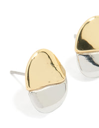 Mixed Metal Plated Brass Mini Pebble Stud Earrings - link has visual effect only