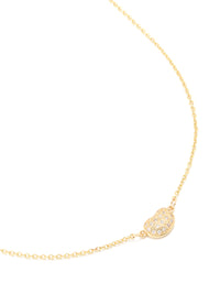 Gold Plated Cubic Zirconia Small Pebble Pendant Necklace - link has visual effect only