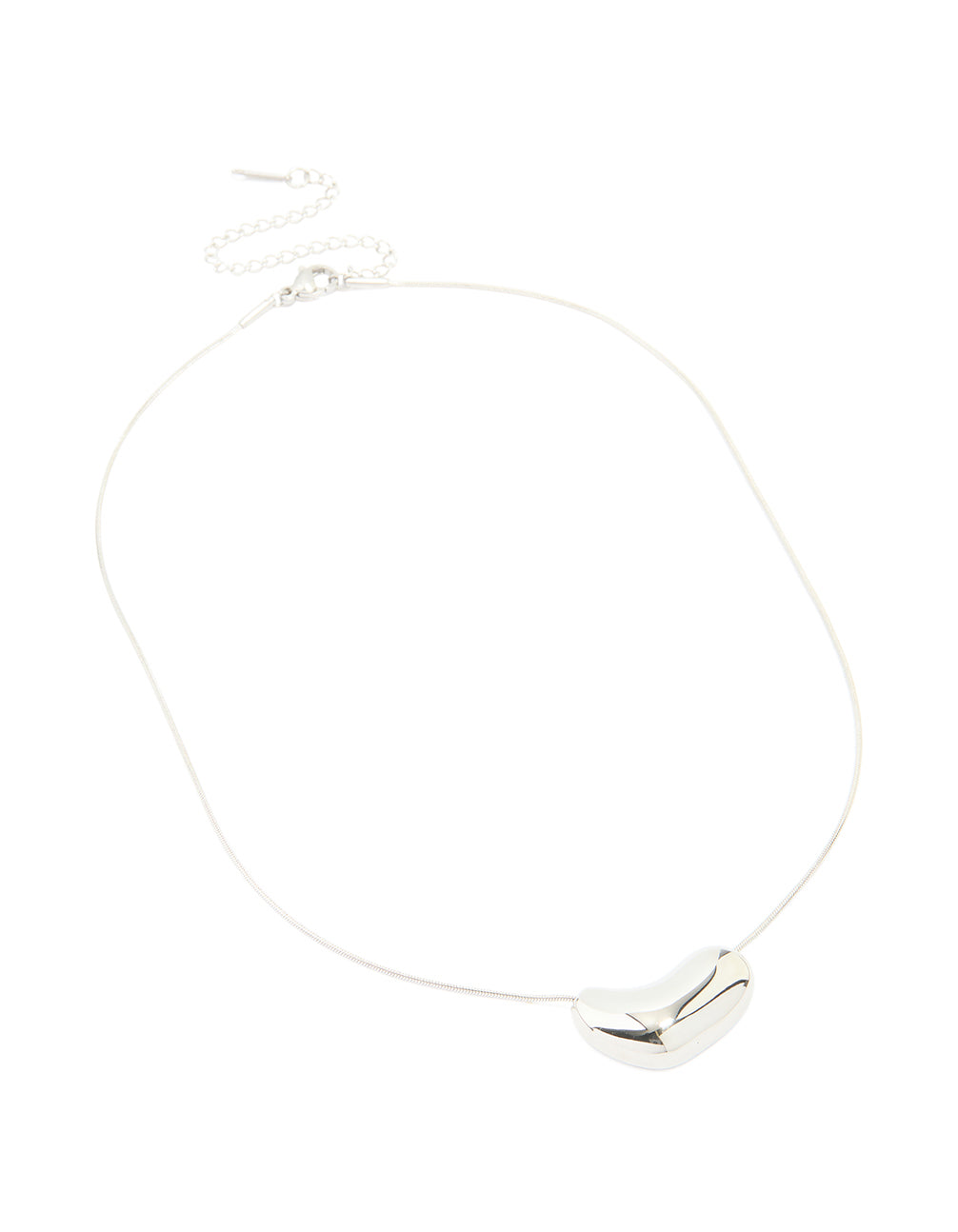 Silver Plated  Large Pebble Pendant Necklace