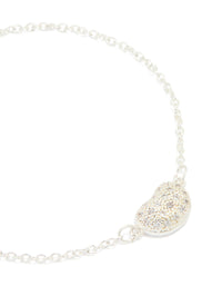 Silver Plated Brass Cubic Zirconia Single Pebble Bracelet - link has visual effect only