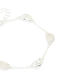 Silver Plated Brass  Cubic Zirconia Pebble Charm Bracelet - link has visual effect only