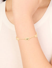 Gold Plated Brass Cubic Zirconia Pebble Charm Bracelet - link has visual effect only